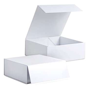 Stockroom Plus 6 Pack Proposal Boxes w/Lid for Groomsmen - Bridesmaid Proposal Boxes - 9.5 x 9.5 x 3.5" Glossy White Magnetic Box for Parties - Bridal Boxes for Bridesmaids