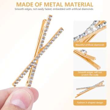 Elegant OBTANIM X Shaped Crystal Hair Pins - Perfect Accessory