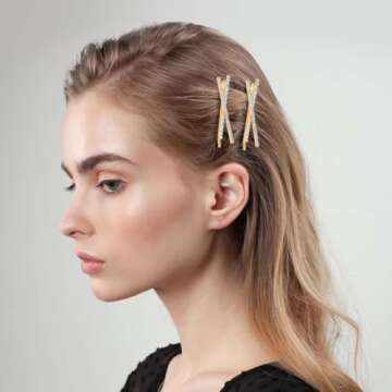 Elegant OBTANIM X Shaped Crystal Hair Pins - Perfect Accessory