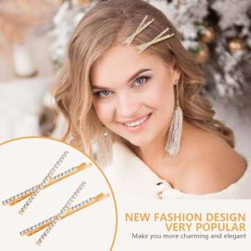 Elegant OBTANIM X Shaped Crystal Hair Pins - Perfect Accessory