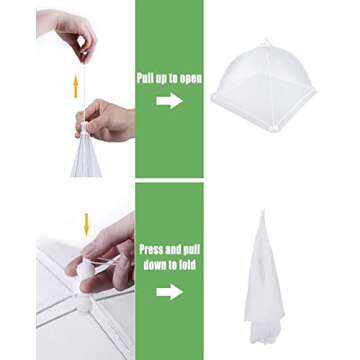 Lauon Food Cover Mesh Food Tent, 17"x17", 8 Pack, White Nylon Covers, Pop-Up Umbrella Screen Tents, Patio Bug Net for Outdoor Camping, Picnics, Parties, BBQ, Collapsible and Reusable