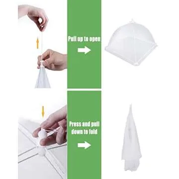 Lauon Food Cover Mesh Food Tent, 17"x17", 8 Pack, White Nylon Covers, Pop-Up Umbrella Screen Tents, Patio Bug Net for Outdoor Camping, Picnics, Parties, BBQ, Collapsible and Reusable