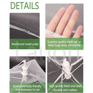 Lauon Food Cover Mesh Food Tent, 17"x17", 8 Pack, White Nylon Covers, Pop-Up Umbrella Screen Tents, Patio Bug Net for Outdoor Camping, Picnics, Parties, BBQ, Collapsible and Reusable