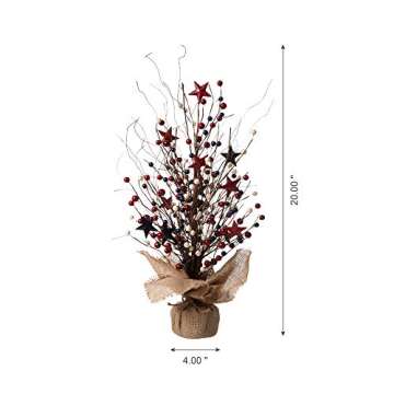 Red Berry & Star Table Tree - Perfect for Independence Day Decor, Centerpiece, and More!