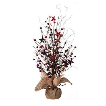 Red Berry & Star Table Tree for 4th of July Decoration