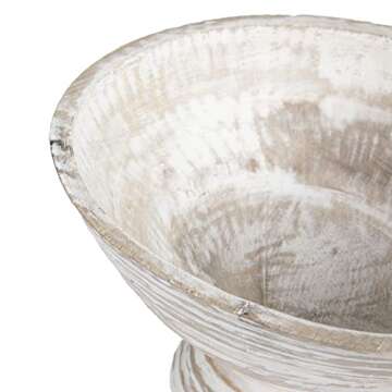 Creative Co-Op Boho Wood Pedestal Serving Bowl, White Wash Finish