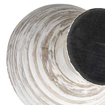 Creative Co-Op Boho Wood Pedestal Serving Bowl, White Wash Finish