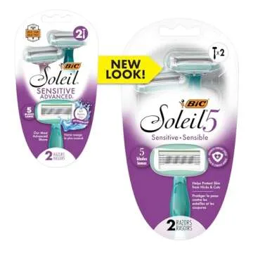 BIC Soleil Sensitive Advanced Women's Disposable Razors With 360 Degree Moisture Strips For Enhanced Glide, Shaving Razors With 5 Blades, 2 Count