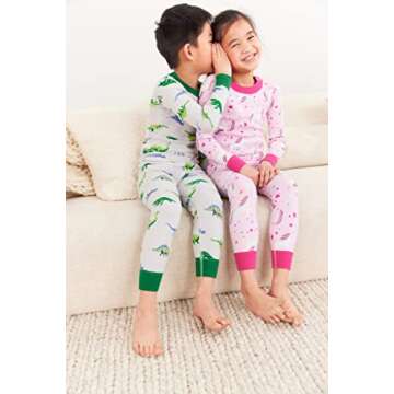 Moon and Back by Hanna Andersson Unisex Toddlers' Organic Cotton Long-Sleeve Top and Bottom Pajama Set, Lime Green, Stripe, 5T