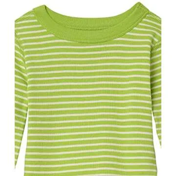 Moon and Back by Hanna Andersson Unisex Toddlers' Organic Cotton Long-Sleeve Top and Bottom Pajama Set, Lime Green, Stripe, 5T