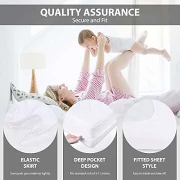 Ruili Bamboo Viscose Waterproof Crib Mattress Protector, 2 Pack Quilted Fitted Breathable Toddler Baby Mattress Cover, Organic Bamboo Viscose Soft Crib Mattress Pad, White (52x28 Inches)