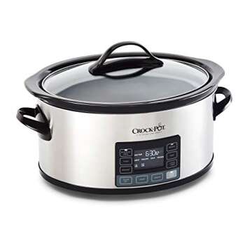 Crock-Pot MyTime Technology 6 Quart Programmable Slow Cooker and Food Warmer with Digital Timer, Stainless Steel (2137020)