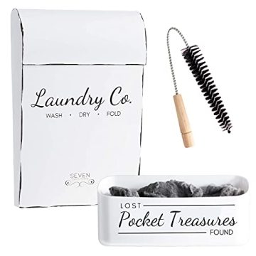 Magnetic Lint Bin Trash Can Farmhouse Decor Home Laundry Room Organization Storage Pods Holder Dryer...