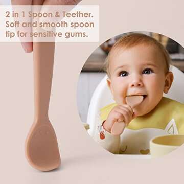 ROCCED Baby Spoons Set 4 Soft Silicone Feeding Utensils