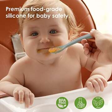 ROCCED Baby Spoons Set 4 Soft Silicone Feeding Utensils