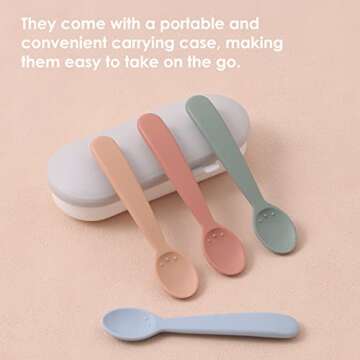 ROCCED Baby Spoons Set 4 Soft Silicone Feeding Utensils