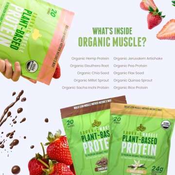 Organic Vegan Protein Powder - Plant Based Chocolate Protein Powder with Pea, Hemp, Brown Rice, Chia Seed & Amino Acids - Low Calorie for Muscle Growth & Speed Recovery by Organic Muscle