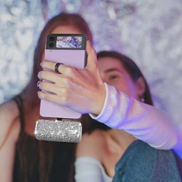 iWALK USB C Portable Charger, 4500mAh Ultra-Compact Small Power Bank, Sparkly Battery Pack Compatible with iPhone 16/16 Plus/16 Pro/16 Pro Max, Samsung Galaxy Z Flip5/4, S24, S23 Ultra, Silver