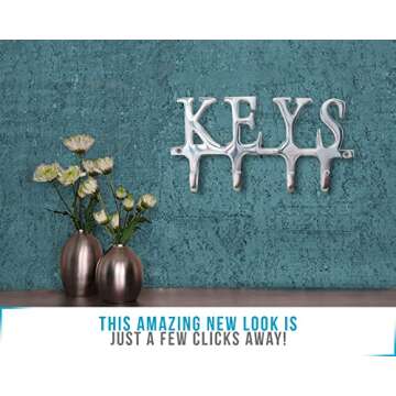 Comfify Key Holder for Wall - Cast Iron Decorative Farmhouse Rustic Wall Mount Key Organizer - 4 Key...