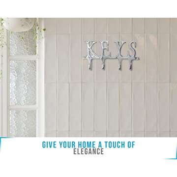 Comfify Key Holder for Wall - Cast Iron Decorative Farmhouse Rustic Wall Mount Key Organizer - 4 Key Hooks - Vintage Key Rack for Entryway with Screws and Anchors – 6x8” - Silver