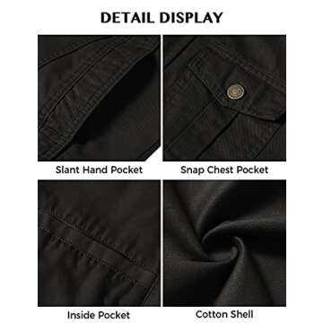 WenVen Men's Casual Washed Cotton Military Jacket