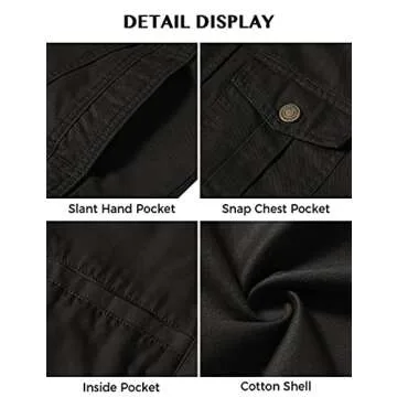 WenVen Men's Casual Washed Cotton Military Jacket