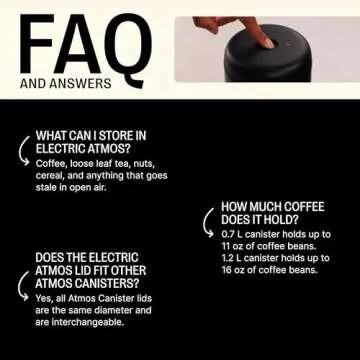 Fellow Atmos Electric Vacuum Canister & Storage Container - Airtight Coffee & Food Storage Containers - Coffee Containers - (Matte Black, 1.2 Liter)