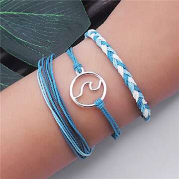 Softones VSCO String Wave Bracelets for Women Handmade Colorful Waterproof Adjustable Braided Beach ...