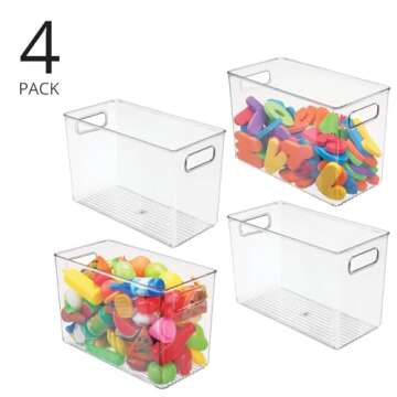 mDesign Plastic Storage Organizer Bin for Household Organization in Cabinets, Closets, or Inside Any Cubby Storage Organizer, Holds Craft Supplies, Linens, or Toys, 4 Pack, Clear