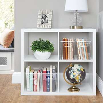 mDesign Plastic Storage Organizer Bin for Household Organization in Cabinets, Closets, or Inside Any Cubby Storage Organizer, Holds Craft Supplies, Linens, or Toys, 4 Pack, Clear