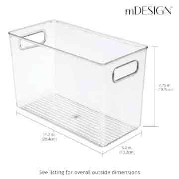 mDesign Plastic Storage Organizer Bin for Household Organization in Cabinets, Closets, or Inside Any Cubby Storage Organizer, Holds Craft Supplies, Linens, or Toys, 4 Pack, Clear