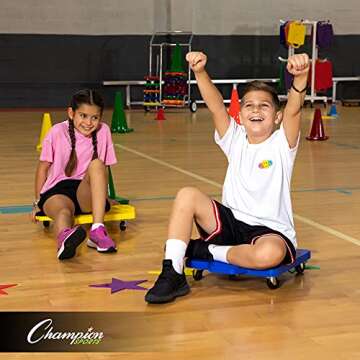 Champion Sports - CHSPGH1216 Plastic Scooter Board with Contoured Handles, Blue , 16 x 12 x 3 inches