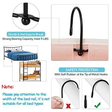 Loghot Bedside Caddy/Bedside Storage Bag Hanging Organizer for Bunk and Hospital Beds,Dorm Rooms Bed Rails,Can be Placed Glasses,Books,Mobile Phones,Keys (Light Pink)