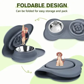 Pecute Slow Feeder Dog Bowl with No-Spill Mat for Pets