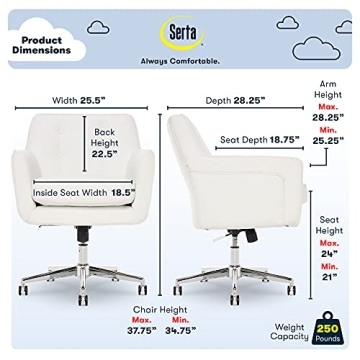 Comfortable Serta Style Ashland Office Chair in White