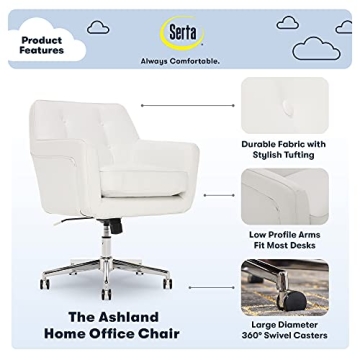 Comfortable Serta Style Ashland Office Chair in White