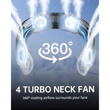 ASNUG Portable Neck Fan, 4 Turbo Neck Fan, 4000 mAh Battery Operated, USB Rechargeable Personal Fan,...