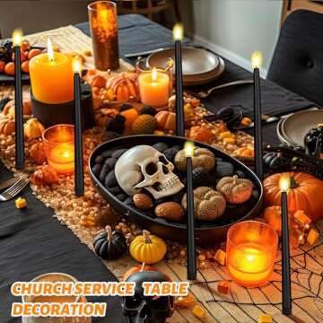 Liliful 24 Pcs Halloween Hanging Floating Candles Flameless LED Taper Candles Magic Hanging Flameless Candles Battery Operated Warm Light for Halloween Party Decor(Black,11.8inch)