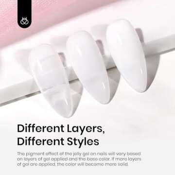 Beetles 2Pcs Milky White Jelly Gel Nail Polish 15ml Neutral Gel Polish Set Translucent Nail Concealer Soak Off UV LED Nail Lamp Jelly Sheer Gel Polish Nail Art Gel Gift for Women