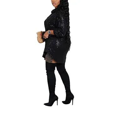 Stunning Women's Sequin Button Down Mini Dress for Parties