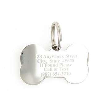 Yippo Accessories Custom Engraved Personalized Stainless Steel Bone Shape w/Clear Rhinestones Dog Pet ID Jewelry Bling Tag