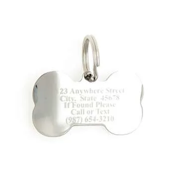 Yippo Accessories Custom Engraved Personalized Stainless Steel Bone Shape w/Clear Rhinestones Dog Pet ID Jewelry Bling Tag