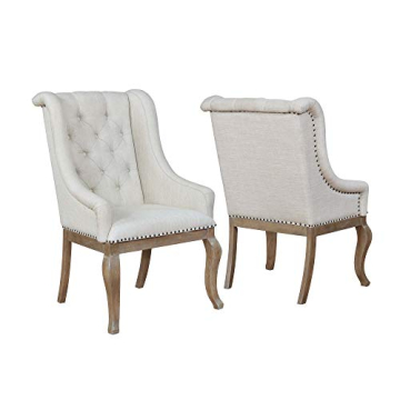 Coaster Furniture Glen Cove Arm Chairs - Cream & Barley Brown (Set of 2) with Button Tufting