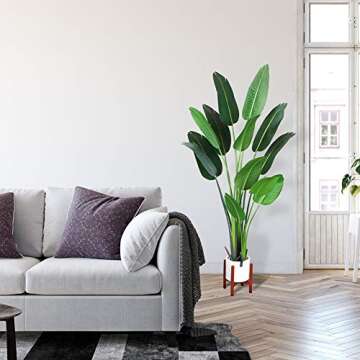 Fopamtri Artificial Bird of Paradise Plant 6 Feet Fake Palm Tree with 13 Trunks Faux Tree for Indoor Outdoor Modern Decoration Feaux Plants in Pot for Home Office Perfect Housewarming Gift