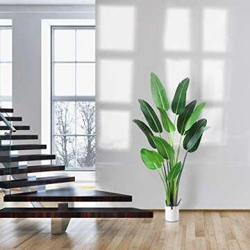 Fopamtri Artificial Bird of Paradise Plant 6 Feet Fake Palm Tree with 13 Trunks Faux Tree for Indoor Outdoor Modern Decoration Feaux Plants in Pot for Home Office Perfect Housewarming Gift