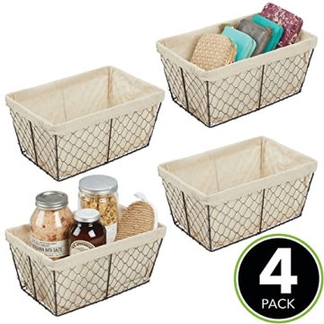 mDesign Farmhouse Storage Basket Set for Home Organization