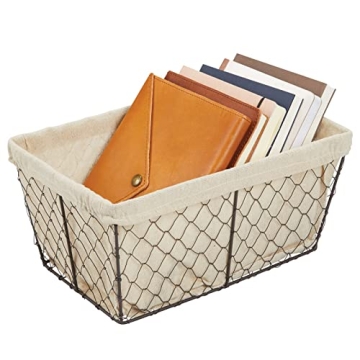 mDesign Farmhouse Storage Basket Set for Home Organization