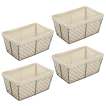 mDesign Farmhouse Storage Basket Set for Home Organization