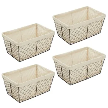 mDesign Farmhouse Storage Basket Set for Home Organization