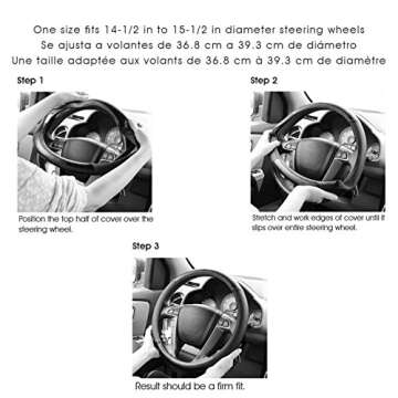 Follicomfy Comfort Leather Auto Car Steering Wheel Cover,Anti Slip Universal 15 Inch Diamond&Crown,White